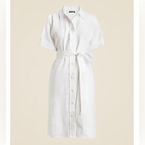 J Crew White Linen Shirtdress